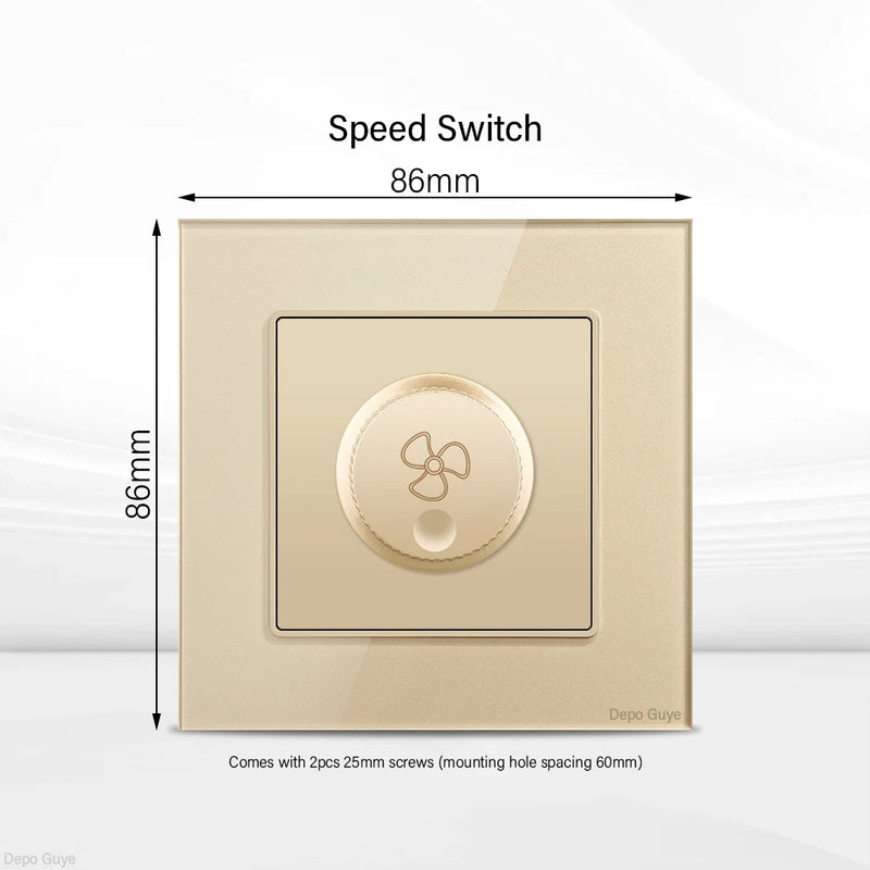 Gold UK 13A Tempered Glass Dual Socket,Universal Power Outlet With USB Type C 18W Quick Charge,Home Light Electric Switch Panel