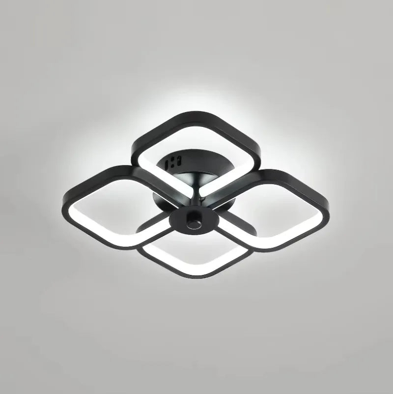 LED Ceiling Light Modern Square, Nordic 4 Panel Ceiling Lamp 6500K Cool White, for Living Room Bedroom Indoor Lighting
