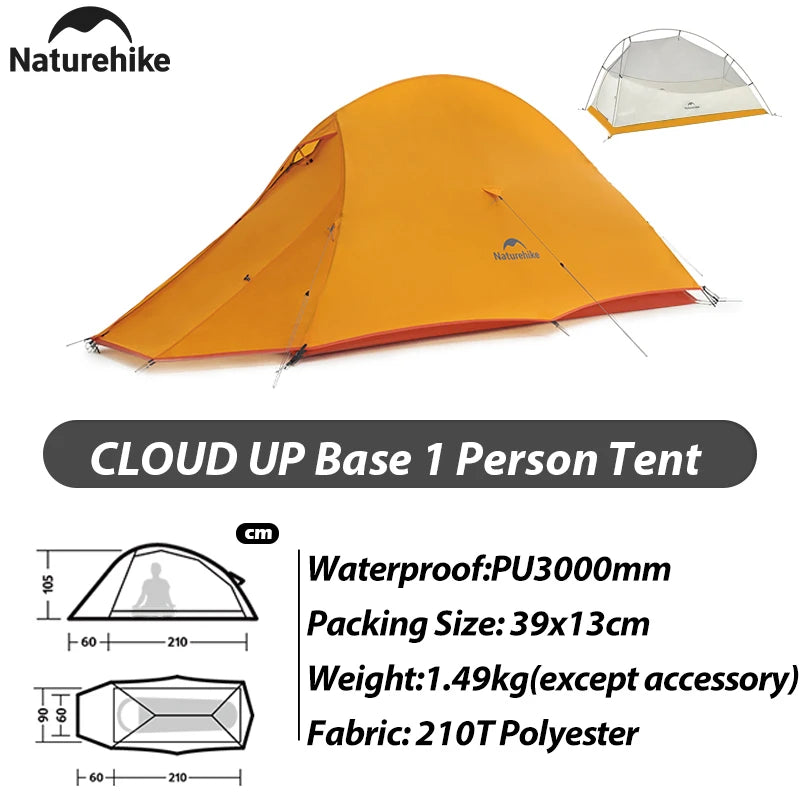 Naturehike New Cloud Up Base Camping Tent 1 2 3Person Lightweight Waterproof Backpacking Tent Outdoor Cycling Hiking Travel Tent