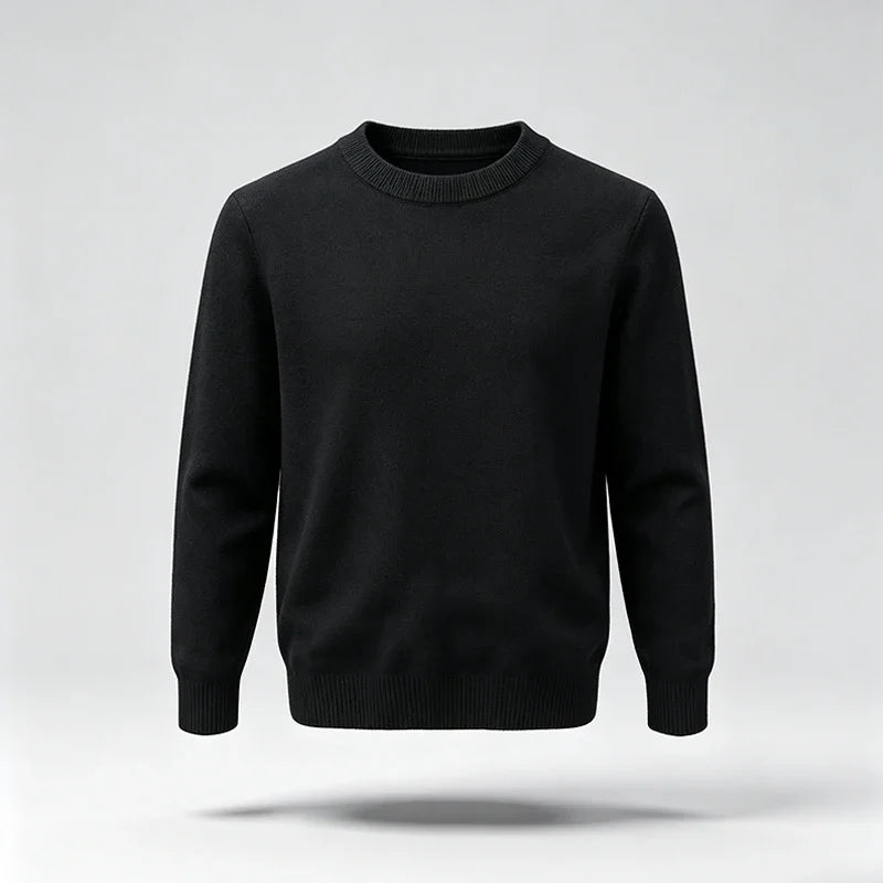 Male Urban Casual Crew Neck Knit Pullover Long Sleeve Ribbed Hem And Cuff For City Commute Street Leisure Cold Season Look