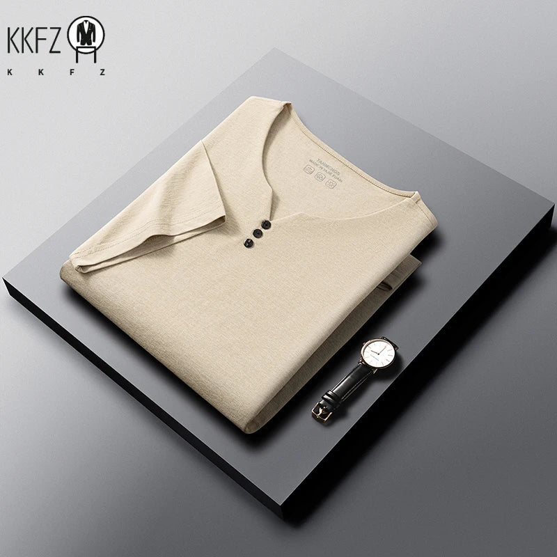 Men Henley Neck T Shirt With Classic Placket Short Sleeve Ideal For Everyday Office Work And Casual Wear Activities