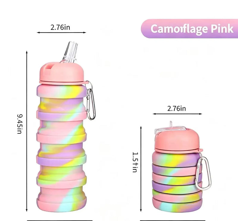 Outdoor portable and stretchable silicone folding straw water cup, travel sports water kettle