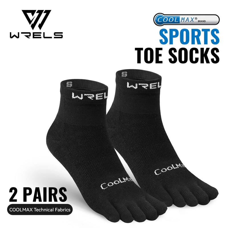WRELS Coolmax Running Socks Toe Socks Breathable Five Finger Socks Anti Blister Quick Dry Cushioned Men Women Athletic Socks