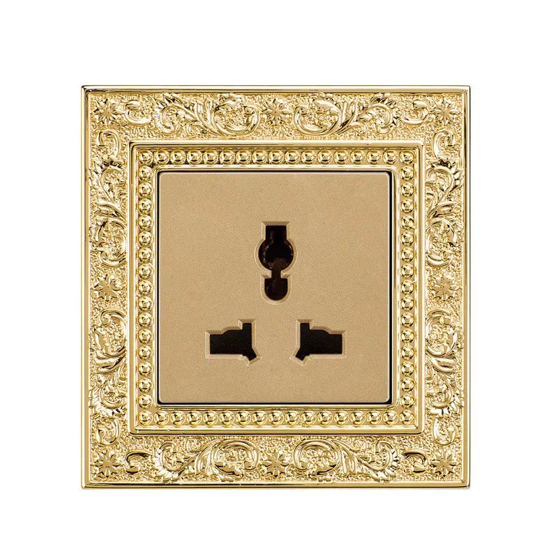 Luxury Vintage Push Button Switch 1/2/3/Gang 2Way,EU France Standard copper Wall socket,Universal light home switch power outlet