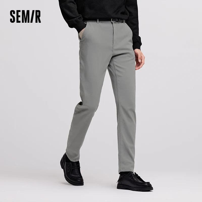 Semir Thick Pants SlimFit Casual Soft Men Winter 2025 Commuting Solid Color