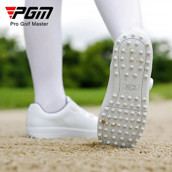 PGM Women Golf Shoes with Spinners/Laces Waterproof Microfiber Anti Slip Nails Sports Sneakers XZ305