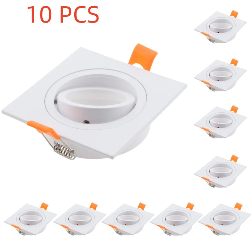 JOYINLED 2/10PCS Black White LED Spotlights Frame Square Fixture Holders Adjustable Downlight Cutout 70mm for MR16 GU10 Bulb