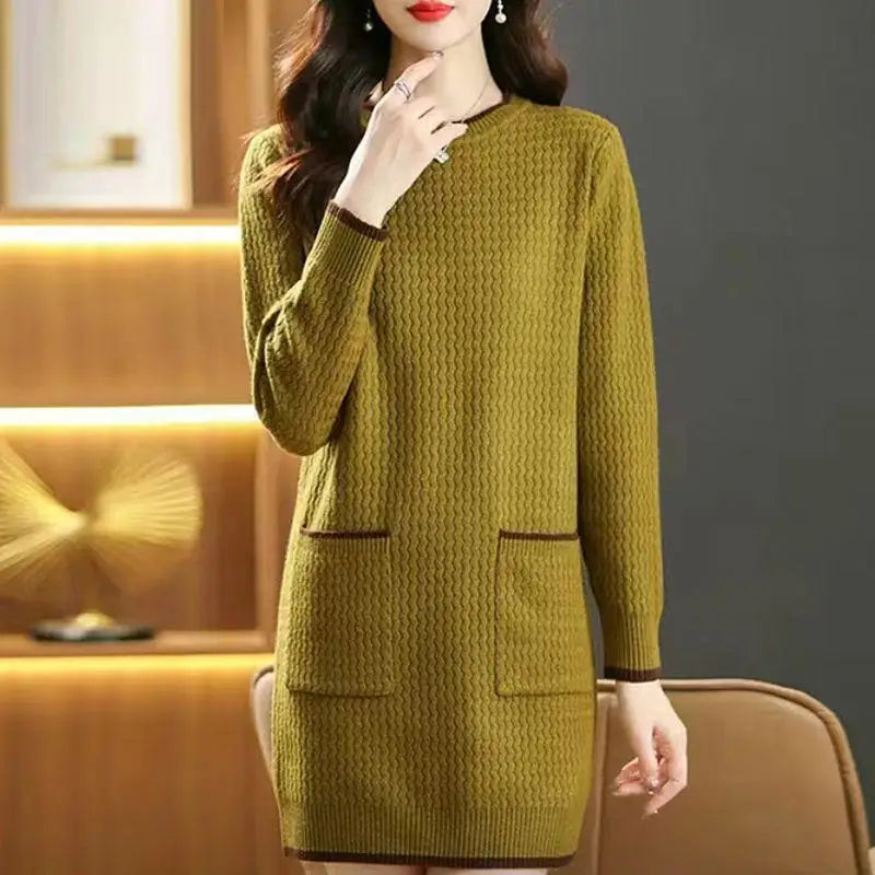 Pull Femmes Tendances New Short Sweater Dress Spring Autumn Bottom Wear Jumper For Women Knitwear Woolen Sweater Tops Female