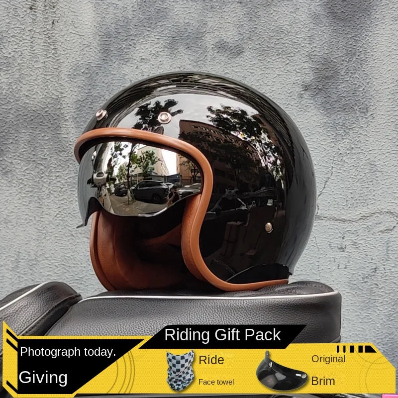 Retro Half Helmet Motorcycle Helmet Women's Motorcycle three-quarters Male American Cruising Motorcycle Half Helmet