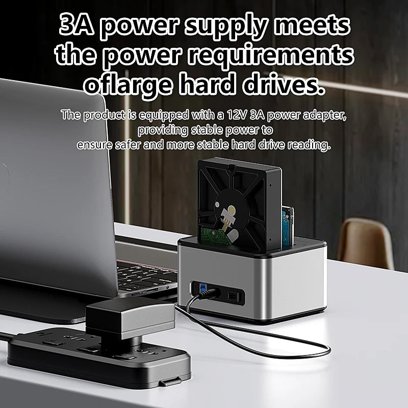 ប្រអប់ HDD ពីរ Bay Blueendless ស្ថានីយ៍ចត SSD ករណីក្រៅបណ្តាញក្លូន SATA ទៅ USB 3.0 អាដាប់ទ័រចម្លងសម្រាប់ថាស SSD/HDD ទំហំ 2.5 3.5
