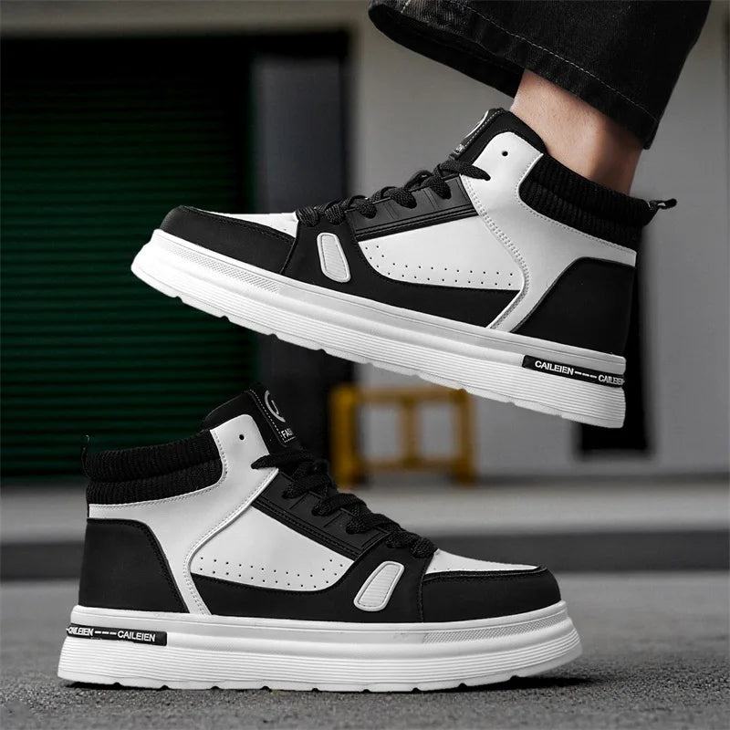 Men's Casual Shoes Four Seasons New High-Top Breathable Soft Sole Non-Slip Outdoor Walking Shoes Youth Joker Sports Board Shoes