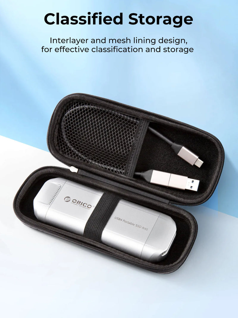 ORICO Portable Protection Hard Case Shockproof EVA Organizer Case for External 2.5 inch Hard Drive SSD USB Charging Cable