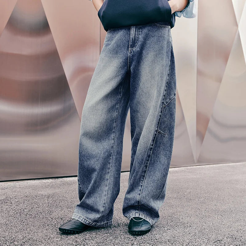 Semir Women Jeans Pleated Loose Wide Leg Sweet Cool Street Style Denim Pants Spring Summer Urban Daily Wear 2026