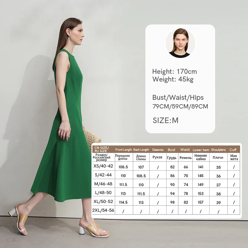 Amii Women's Sleeveless Dress 2026 Summer New Round Neck Fitted Waist With Slit Elegant Casual Midi Dress For Women 12642063