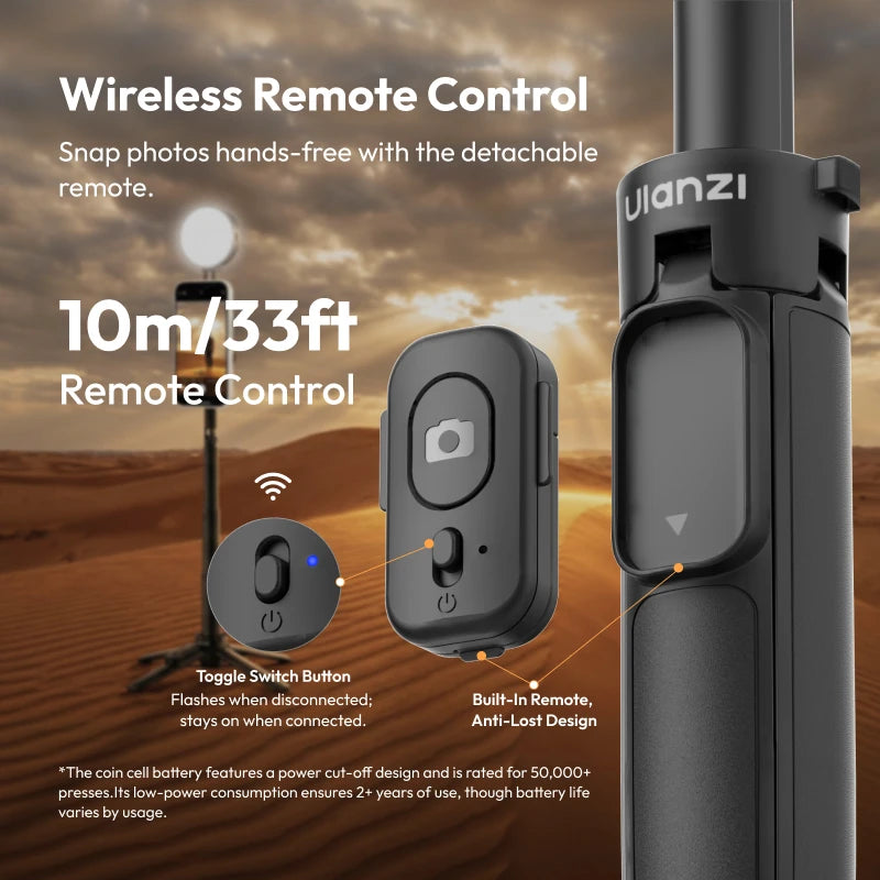 ដំបងថតរូប Ulanzi MT40 Mini Selfie Stick ជាមួយភ្លើងបំពេញពណ៌ពីរពណ៌ សម្រាប់ទូរសព្ទ Iphone Samsung Xiaomi Magsafe Tripod ទ្រេតបាន 180 ដឺក្រេ សម្រាប់ Vlog Live