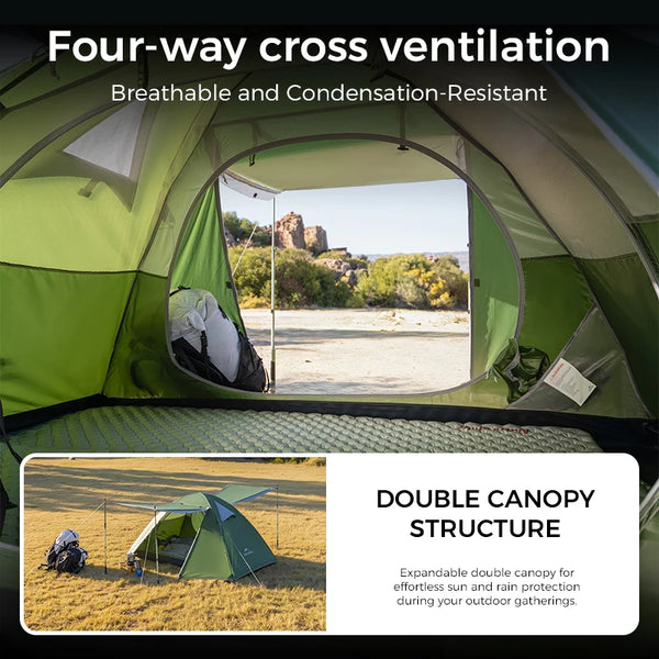 Naturehike 2-3Person Portable Outdoor Storage 210T Double Canopy Double-Layer Camping Tent Waterproof Tent for Cycling&Picnics