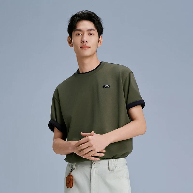 Semir Mens Tshirt 2026 Pure Cotton Knitted Couple Style Outdoor Printed Casual Soft Daily Wear