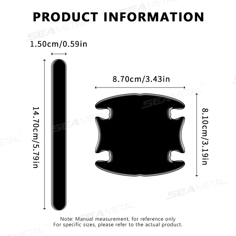 SEAMETAL Car Door Handle Protective Sticker Wear Resistant Scratch Resistant Black Protective Strip TPU Door Bowl Stickers