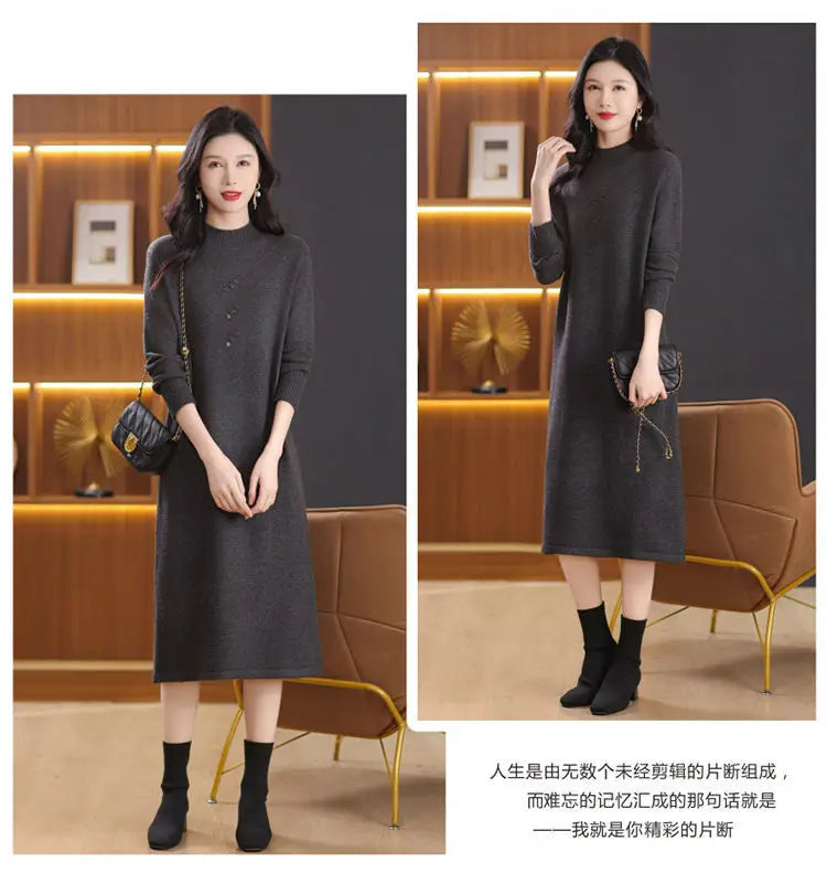 Pull Winter Clothes Woman Warm Woolen Long Dress Turtleneck Spring Autumn Pullover Women’s Sweater Basic Wear Jumper Female