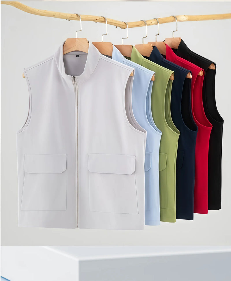 Spring Autumn high-end soft-shell stand-up collar jacket work uniform with logo, 4S store large pocket workwear vest