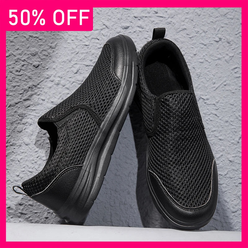 Men Casual Shoes Summer New Mesh Comfortable Breathable Outdoor Walking Jogging Shoes Teenagers Black Daily Wear Casual Shoes