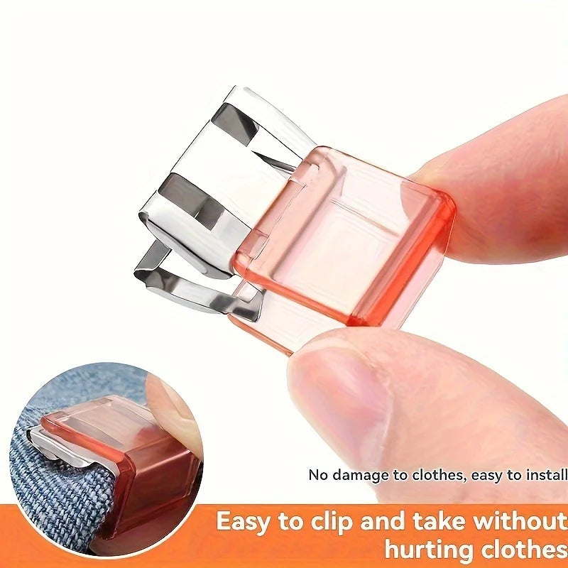 10/20/30pcs Random Color Invisible Hem Shortening Clips, Anti-Slip Pants Leg Fixing Grips Seamless Hems Buttons Non Slide Shoe