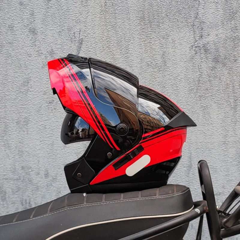 ORZ DOT Certification ORZ Motorcycle Helmet Double Lens Cross Section Helmet Safety Modular Flip Helm Unisex Helmet With Visor