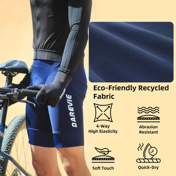 ខោខ្លីជិះកង់ DAREVIE ម៉ាក Recycle Italy Elastic Interface® 80kg/m³ Pad Bretelelle សម្រាប់បុរស ធន់នឹងការកកិត