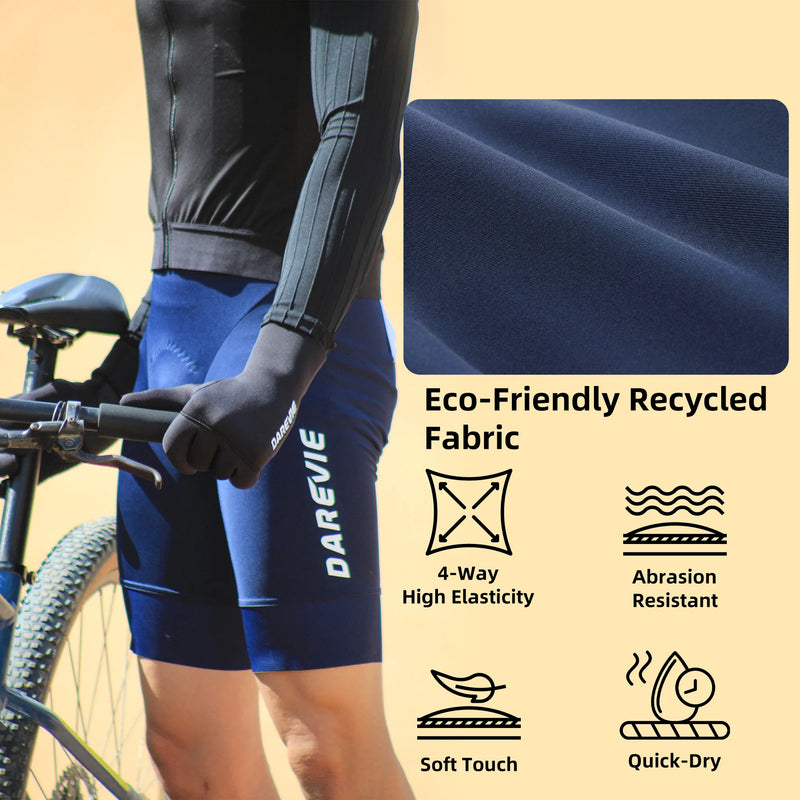 ខោខ្លីជិះកង់ DAREVIE ម៉ាក Recycle Italy Elastic Interface® 80kg/m³ Pad Bretelelle សម្រាប់បុរស ធន់នឹងការកកិត
