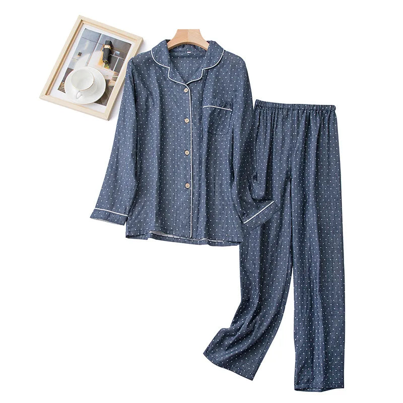 Pajamas Women Autumn Winter 100% Cotton Pyjamas Female Lounge Wear Suit Home Clothing Sleeping Long Sleeve Men's Pijamas Set