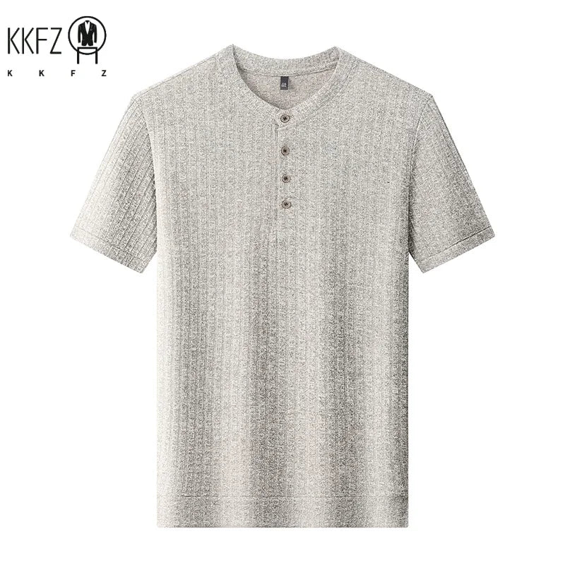 Daily Street Style Mens Speckle Textured Henley T Shirt Soft Knit Material Pub Visit Casual Dating And Short Trip Garment