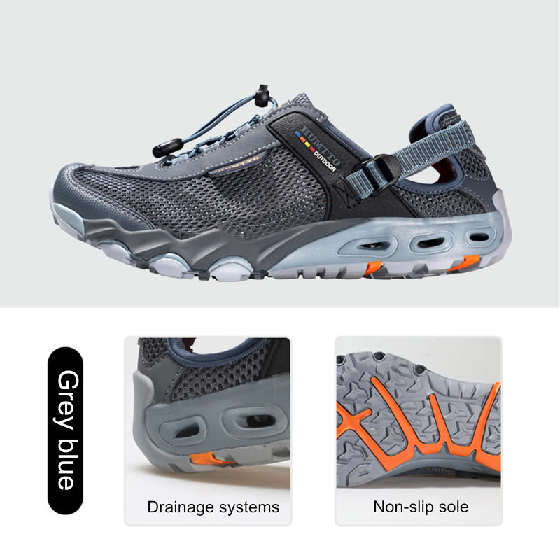 HUMTTO Mens Upstream Shoes Outdoor Trekking Wading Aqua Shoes Breathable Mesh Quick drying Waterproof Sneakers Big Size Hiking