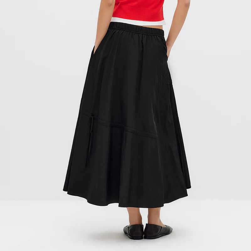 Semir Women Skirt Drawstring Textured Bow Elastic Waist Umbrella Style Maxi Casual Top 2026 Summer Wear