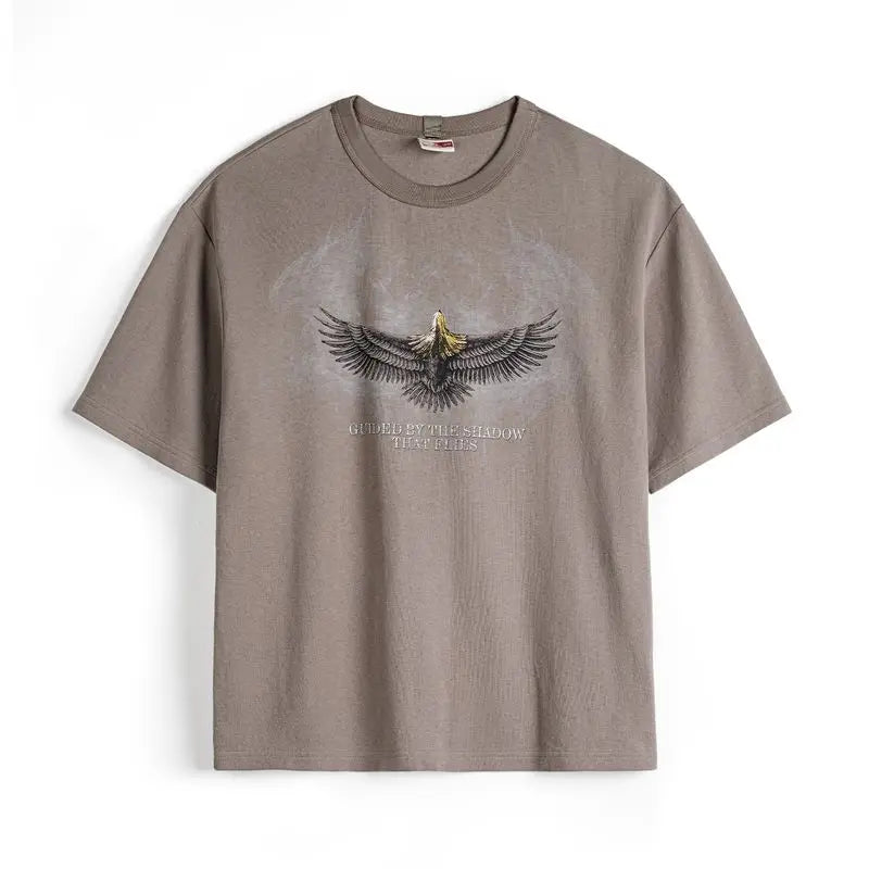 អាវយឺតបុរស Maden Amekaji Vintage Eagle Graphic Printed T-Shirt កមូល រលុង ធម្មតា រដូវក្តៅ ទាន់សម័យ យុវវ័យ ម៉ូដ ពាក់ប្រចាំថ្ងៃ