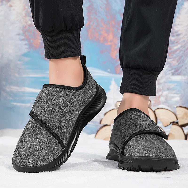 Winter Open Elderly Shoes With Plush For Diabetic Swollen Foot Wide Width Hallux Valgus Bunion Thumb Eversion For Men Women