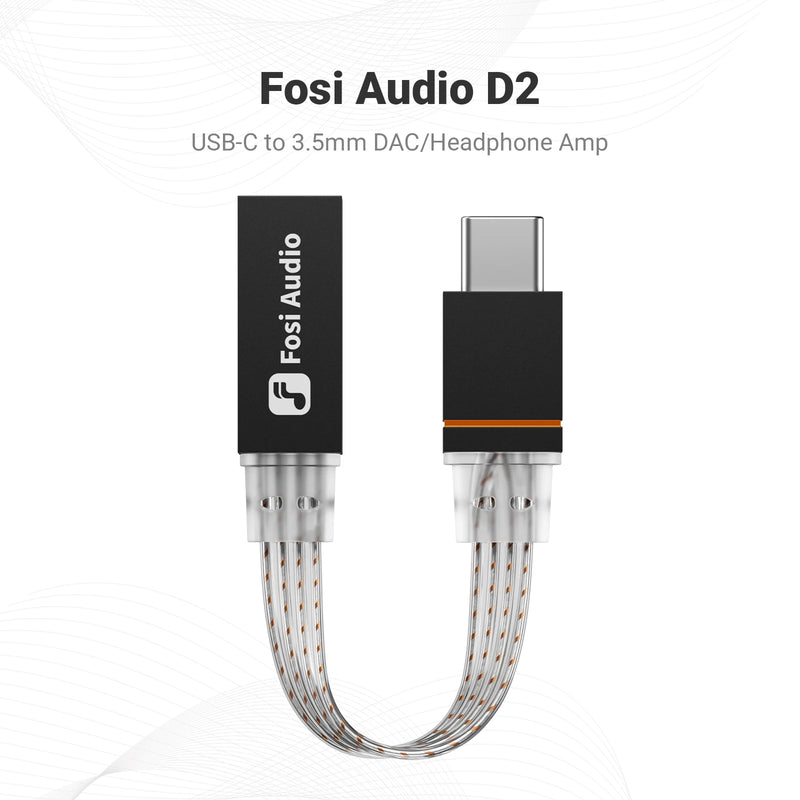 ឧបករណ៍ពង្រីកសំឡេងកាស Fosi Audio D2 USB DAC ធ្វើពីអាលុយមីញ៉ូម គាំទ្រអាដាប់ទ័រ USB-C ទៅ 3.5mm បញ្ចូលមីក្រូហ្វូន បន្ទះឈីប CX31993