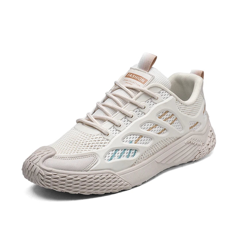 Men's mesh casual sneakers four seasons soft-sole anti-slip outdoor running shoes fashion students breathable speed sports shoes
