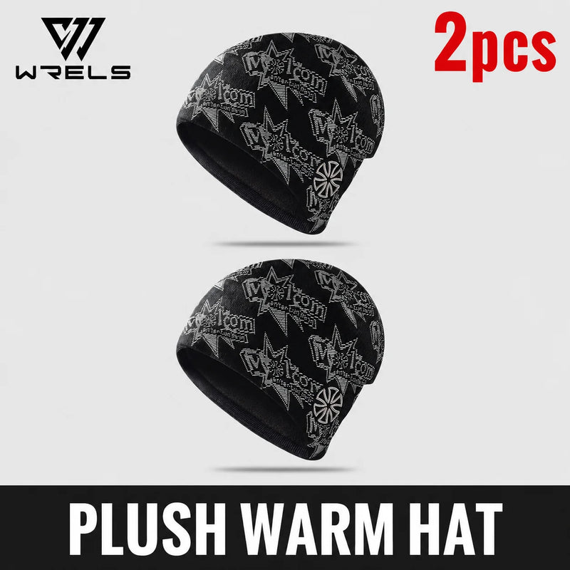 WRELS Cycling Cap Thermal Fleece Lined Ski Hat Windproof Warm Running Motorcycle Outdoor Sports Anti-Cold Skull Beanie Hat