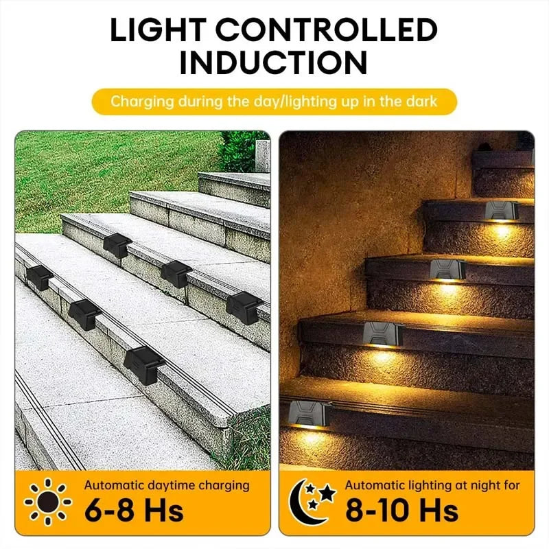 4/12/16 Pcs LED Solar Lights Outdoor IP65 Waterproof  Decorative Lamp Wall Stairs Atmosphere Light for Fence Garden Decor