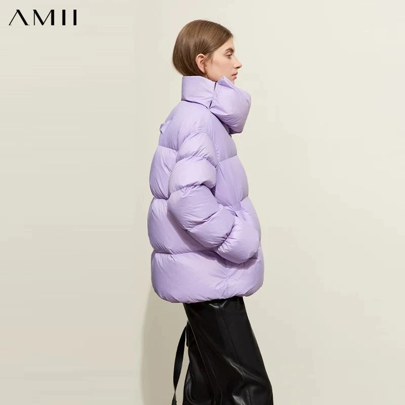 អាវក្រៅ AMII Minimalist Down សម្រាប់ស្ត្រី 2026 រដូវរងាថ្មី ក្រមាក្តៅ កអាវក្រៅ ប៉ាក់អក្សរ អាវធំរលុង 12344106
