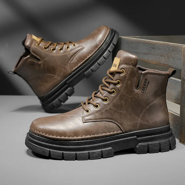 Men's Boots Four Seasons Retro British Tooling Shoes Soft Sole Anti-Slip High-Top Casual Boots Fashion Youth Joker Outdoor Boots