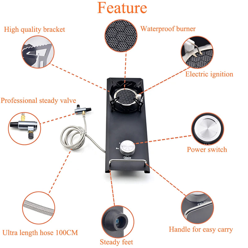 Camping IGT 0.5UNT Gas Stove Folding Outdoor Camping Equipment Table Stove One Lick Ignite High Firepower Burner