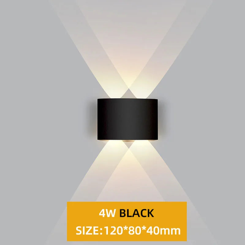 ចង្កៀងជញ្ជាំងខាងក្នុង LED 4W/6W/8W/10W/12W ការពារទឹកជ្រាប IP65 ចង្កៀងជញ្ជាំងអាលុយមីញ៉ូម ចង្កៀងសួនច្បារសម្រាប់បំភ្លឺបន្ទប់ទទួលភ្ញៀវ ជណ្តើរ