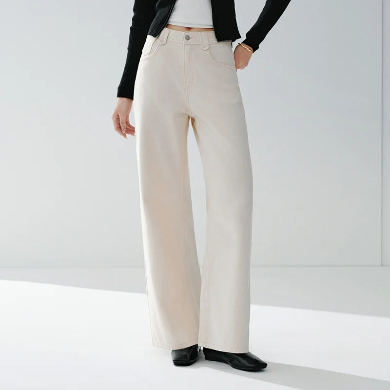 Semir Retro Jeans Women 2026 Spring Lyocell Blend Wide Leg Floor Length Hip Covering Leg Lengthening Trendy Trousers