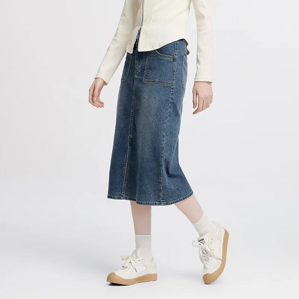 សំពត់ស្ត្រី Semir ខោ Denim រាងចោះត្រង់វែងស្ដើងបែប Retro Street ខោរដូវស្លឹកឈើជ្រុះ ស្លៀកប្រចាំថ្ងៃបែបទីក្រុង មានផាសុកភាព ឆ្នាំ២០២៦