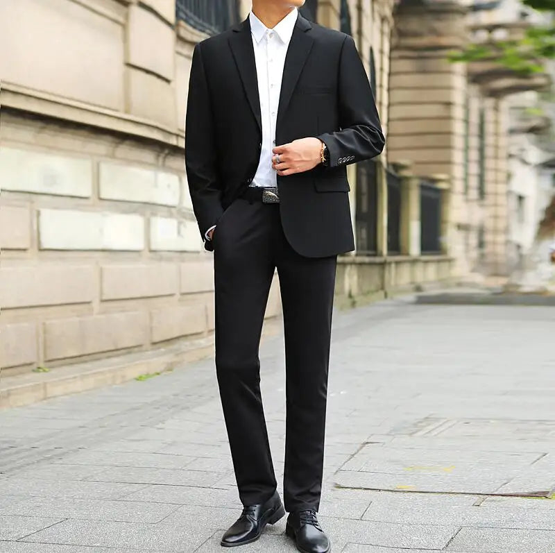 2026 New Men's Black Formal Suit 3-Piece, Business/Office Jackets and Vests Paired with Trousers. (M-10XL)