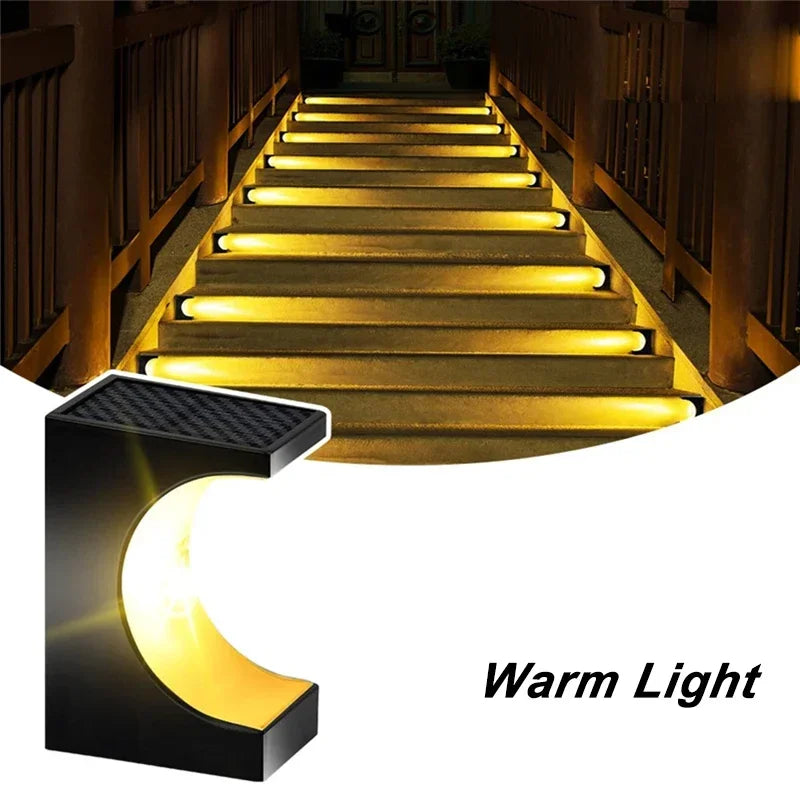 Solar-Powered LED Step Lights Outdoor Sensor Lighting for Stairs Garden & Pathway Outdoor Lighting IP65 Solar Powered Waterproof