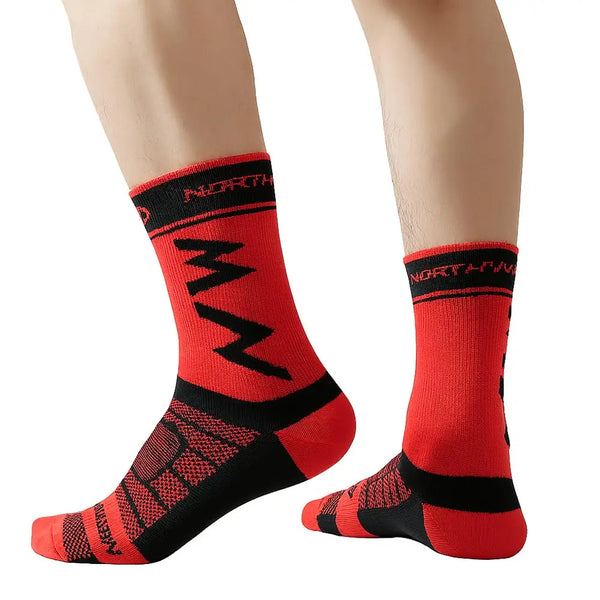 WRELS 1/2/3 Pairs Cycling Socks Fast Dry Crew Compression Socks Men Women No-Slip Cushioned Road Bike MTB Riding Athletic Socks