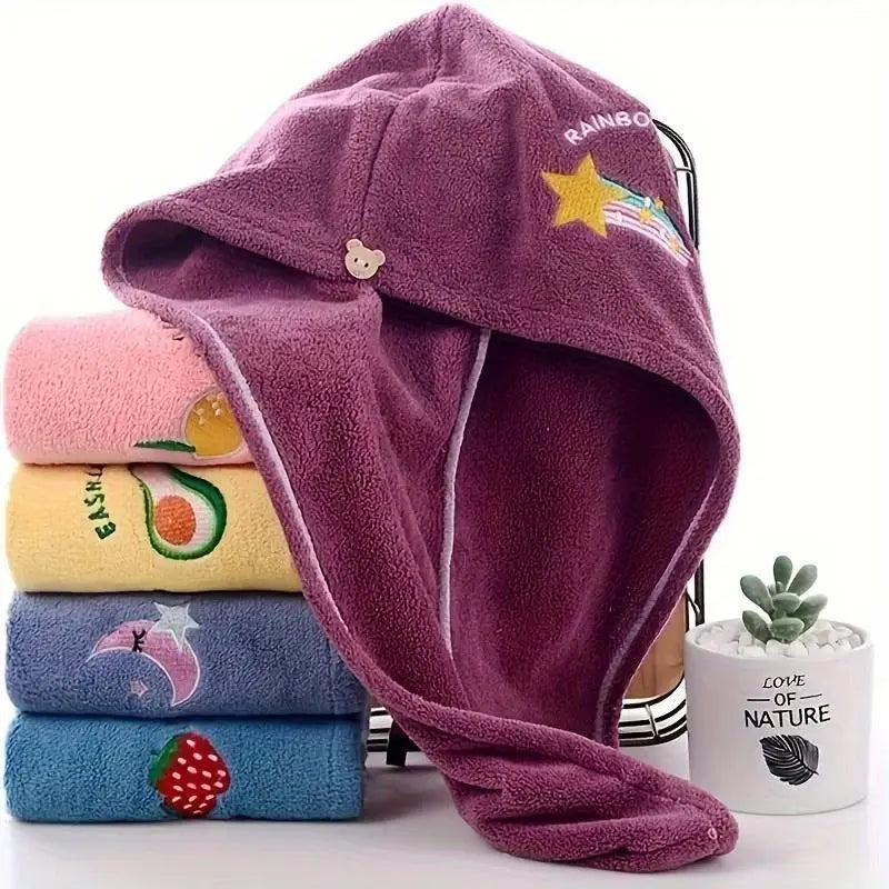 Quick-drying microfiber hair towel & shower cap headscarf, super absorbent unisex, soft polyester nylon.