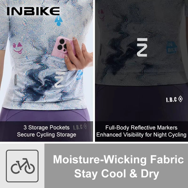 INBIKE Women's Road Bike Set Jersey Short Sleeve Pro MTB Bike Clothing Bicycle Shirts Bib Pants Padded Quick-Dry Cycling Apparel